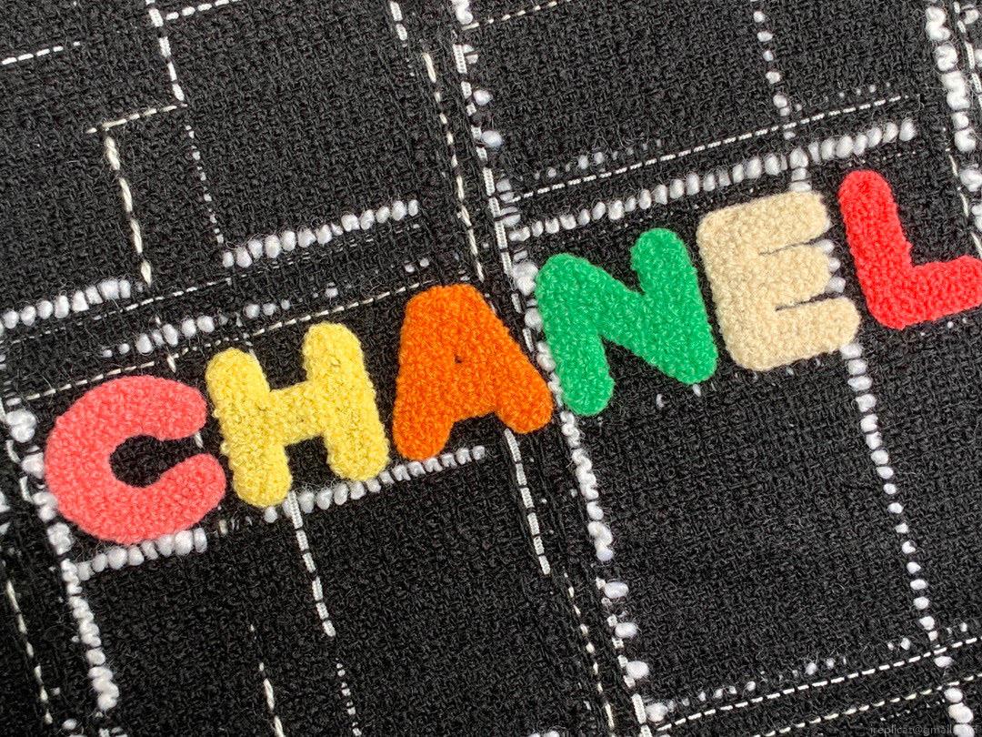 Chanel 22 Large Handbag Clothes Gold-Tone Metal AS3262 Black