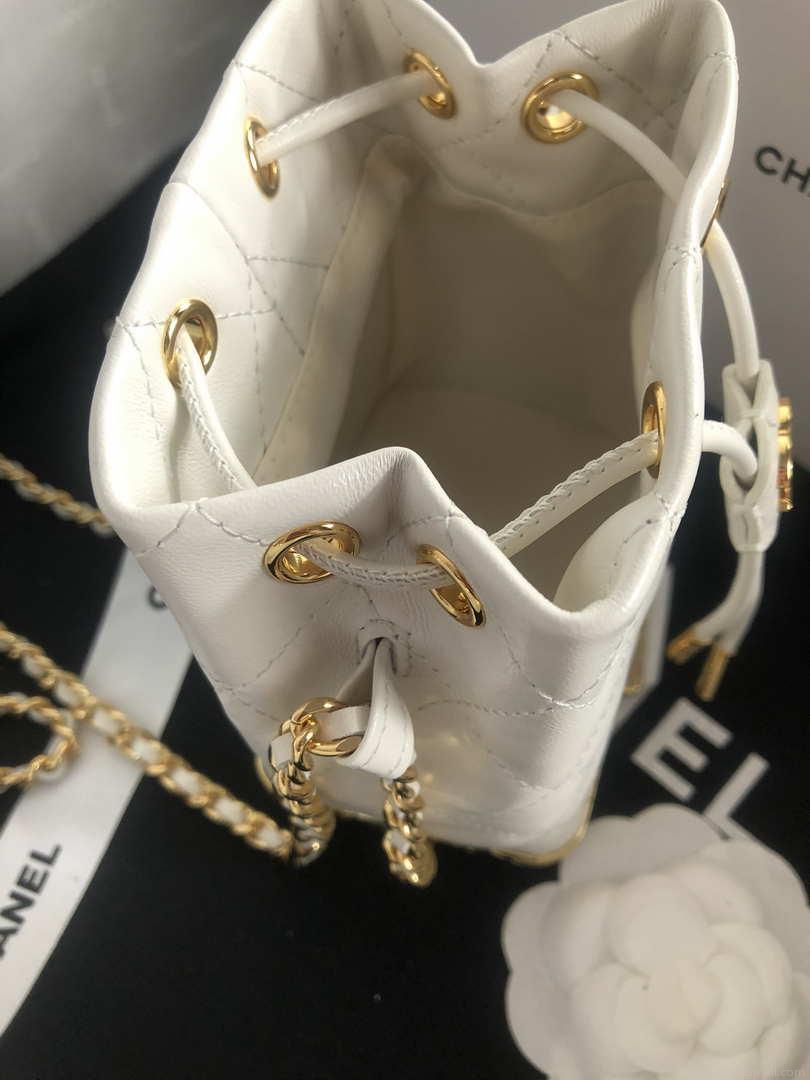 Chanel AP2750 Bucket Bag Shoulder Bag Lambskin White