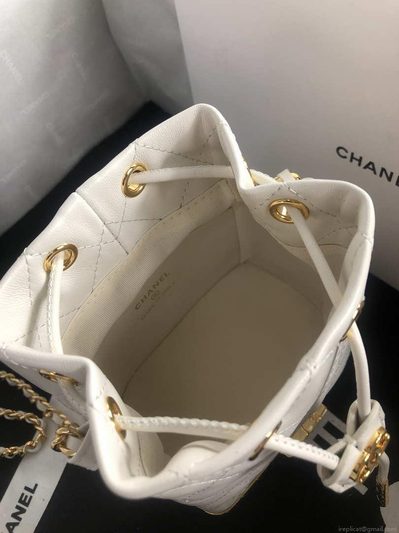 Chanel AP2750 Bucket Bag Shoulder Bag Lambskin White