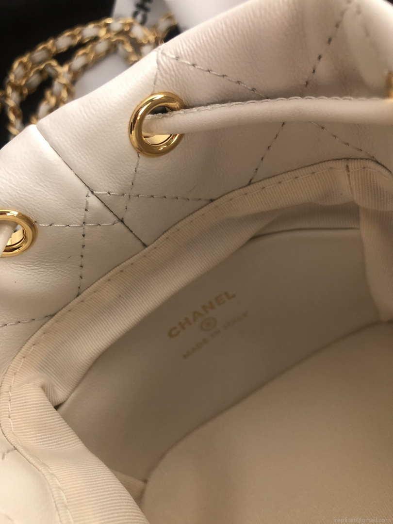 Chanel AP2750 Bucket Bag Shoulder Bag Lambskin White
