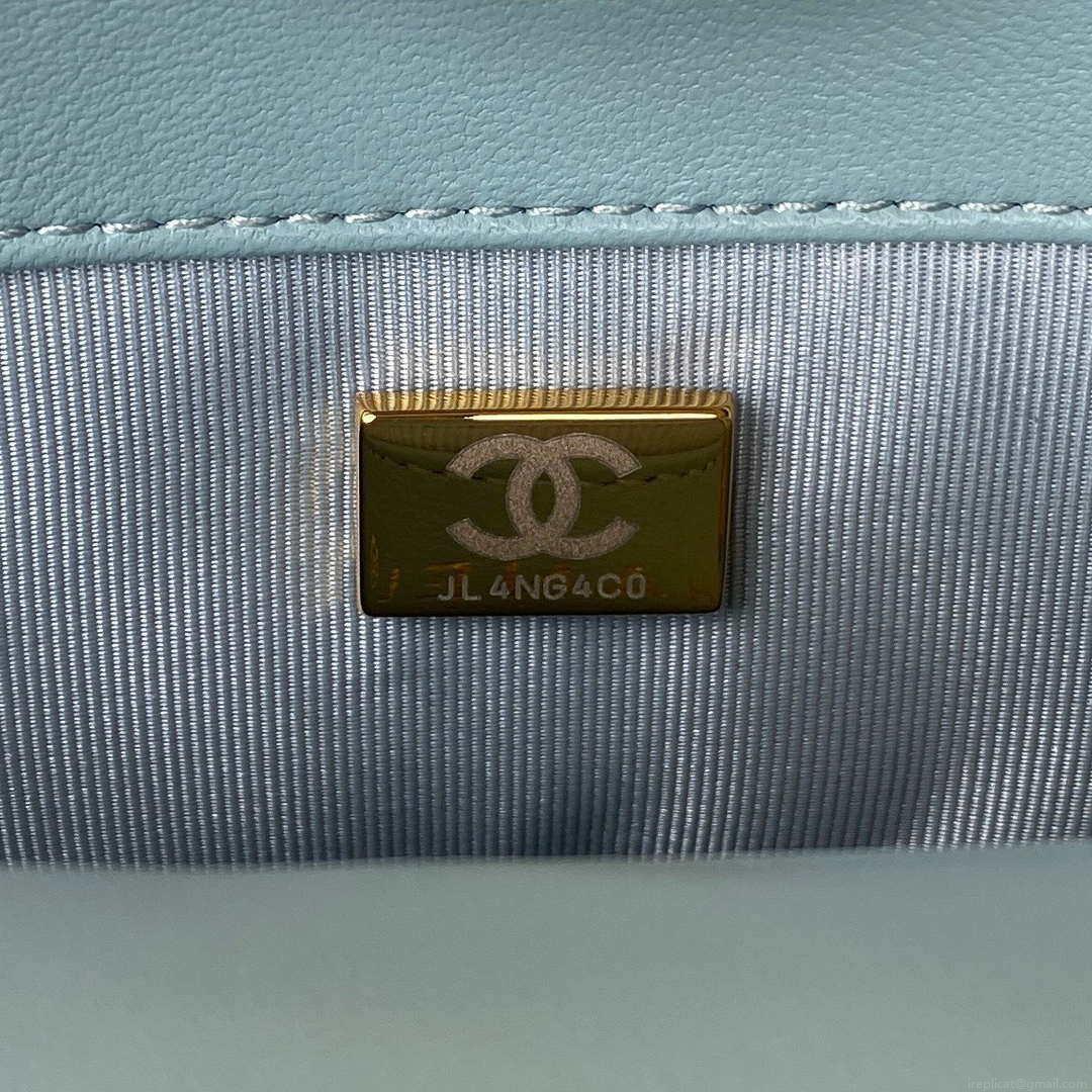 Chanel AS3214 Small Flap Bag Lambskin Gold-Tone Metal Blue