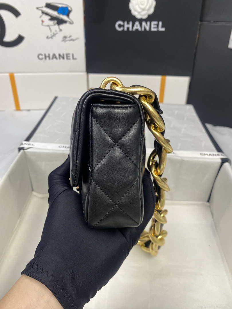 Chanel Mini Flap Bag Lambskin Gold-Tone Metal AS3213 Black