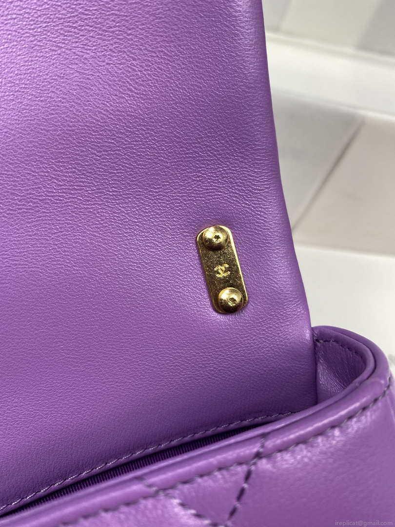 Chanel Mini Flap Bag Lambskin Gold-Tone Metal AS3213 Purple