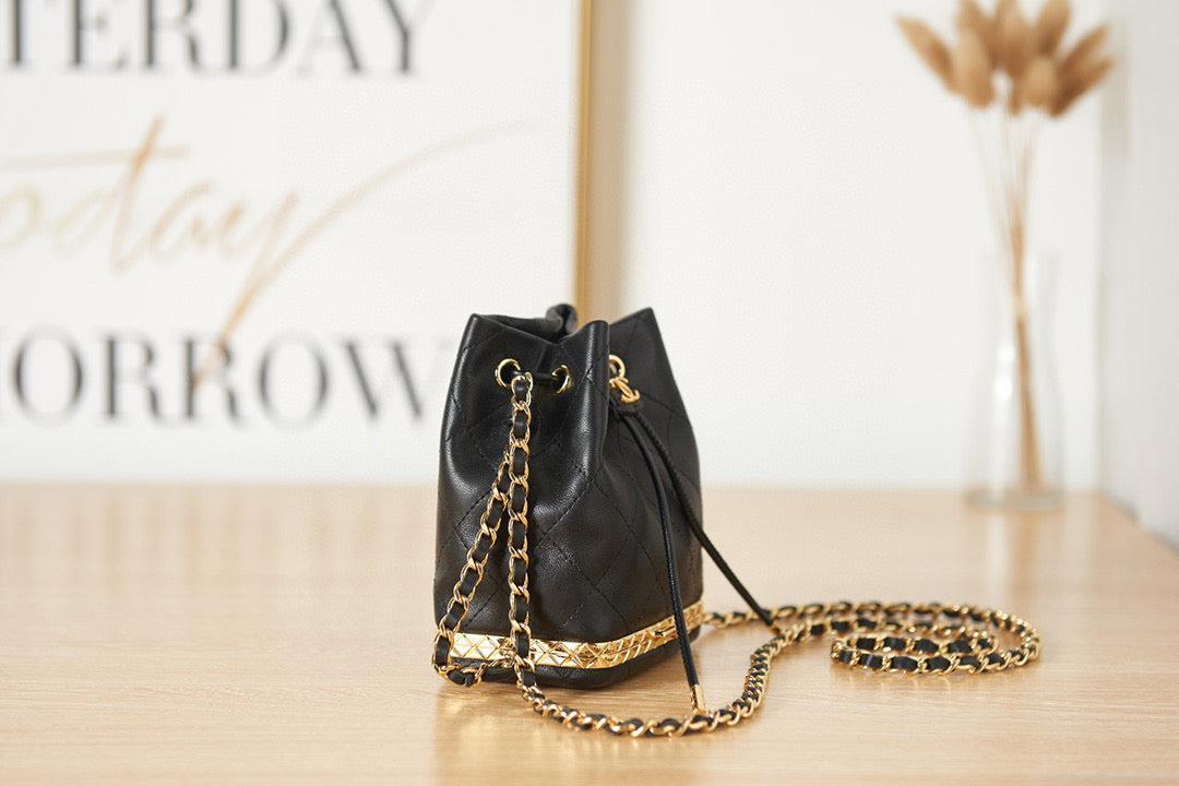 Chanel AP2750 Small Bucket with Chain Lambskin in Black