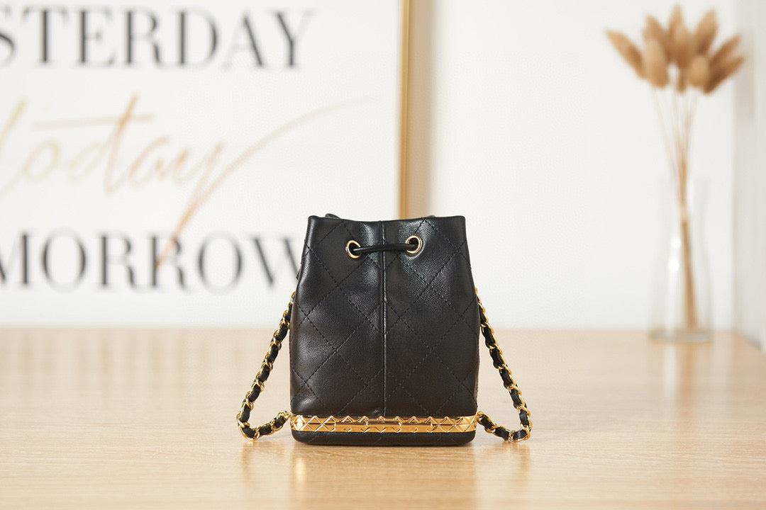 Chanel AP2750 Small Bucket with Chain Lambskin in Black