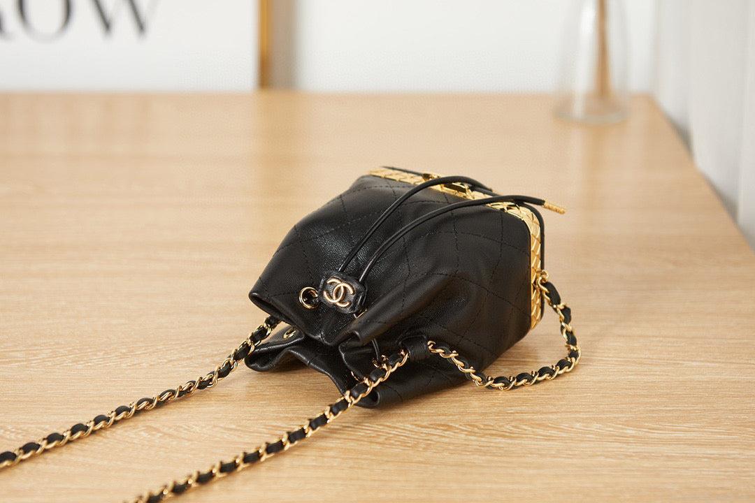 Chanel AP2750 Small Bucket with Chain Lambskin in Black