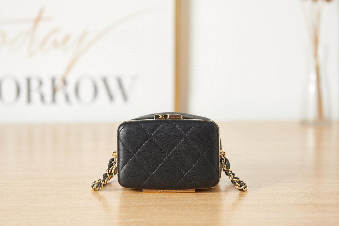 Chanel AP2750 Small Bucket with Chain Lambskin in Black