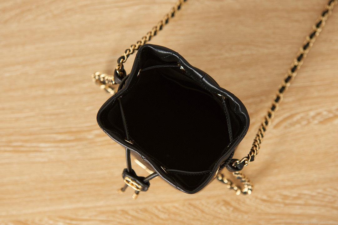Chanel AP2750 Small Bucket with Chain Lambskin in Black
