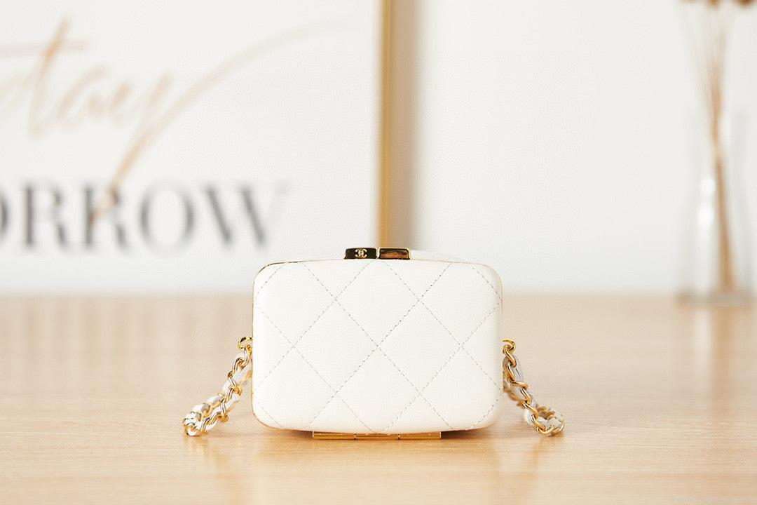 Chanel AP2750 Small Bucket with Chain Lambskin in White