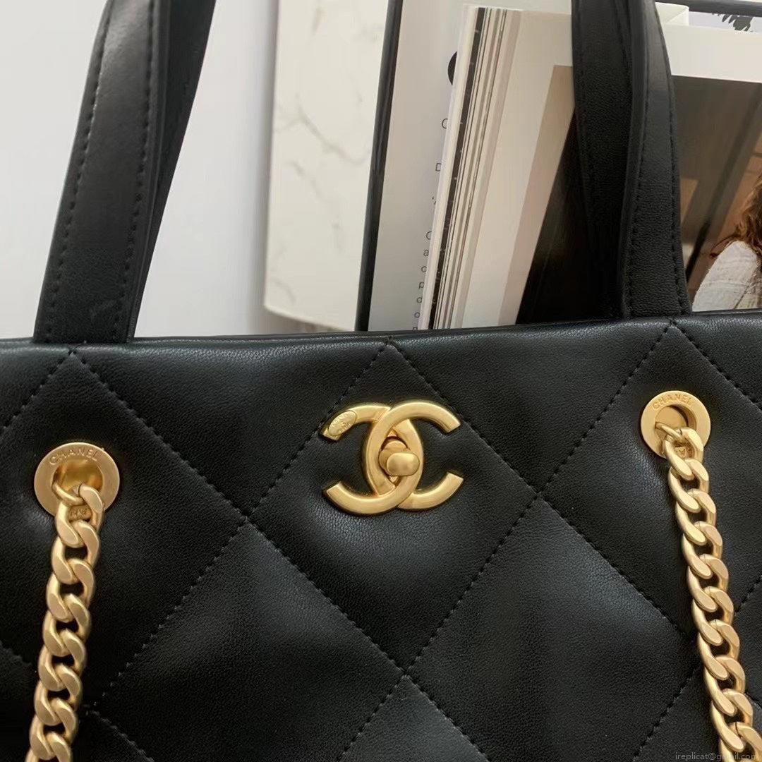 Chanel AS3128 Maxi Shopping Bag Calfskin In Black