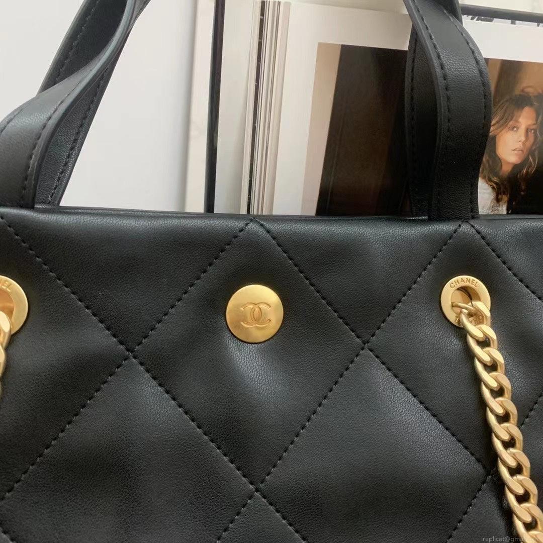 Chanel AS3128 Maxi Shopping Bag Calfskin In Black
