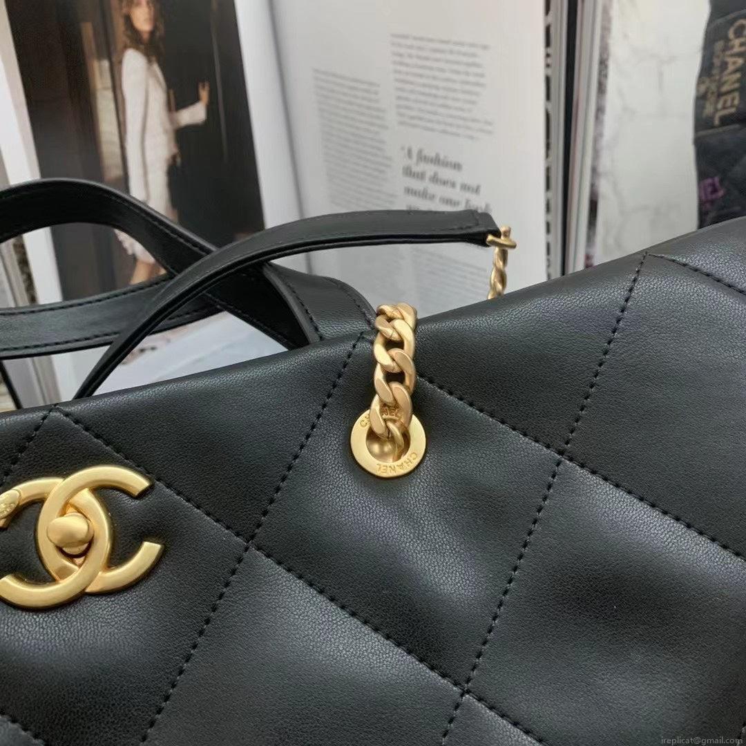 Chanel AS3128 Maxi Shopping Bag Calfskin In Black