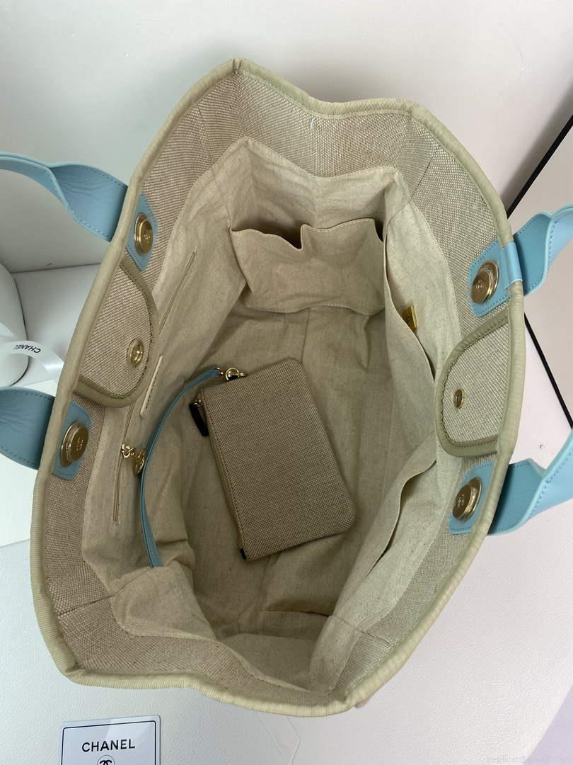 Chanel A66941 Large Shopping Bag A93786 Clothing beige with blue