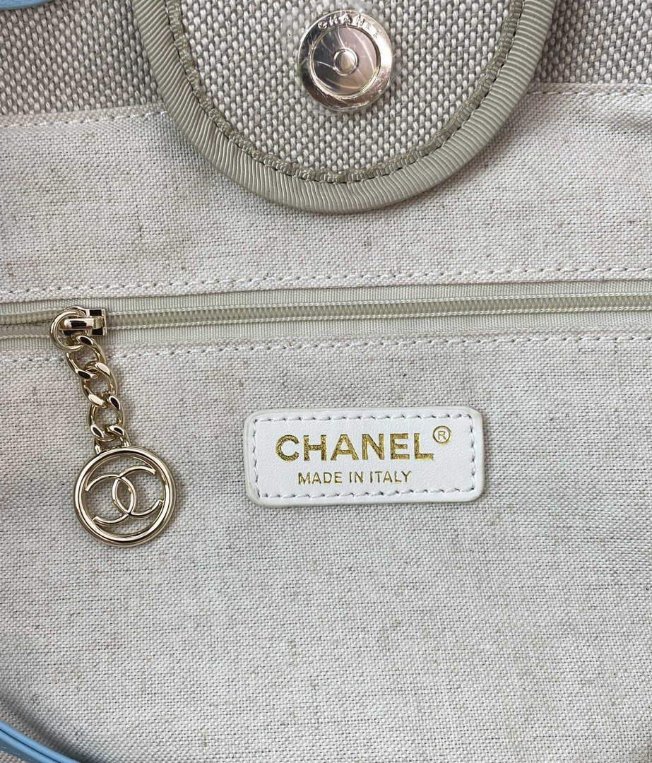 Chanel A66941 Large Shopping Bag A93786 Clothing beige with blue