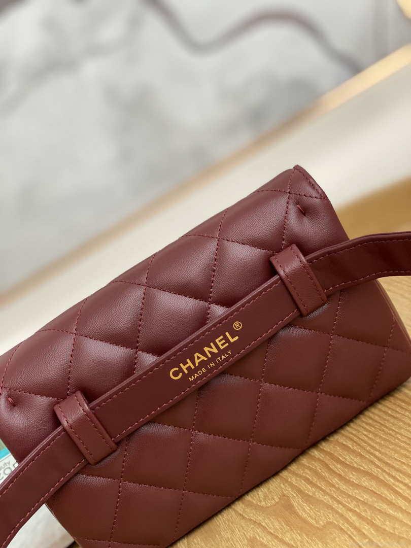 Chanel A99009 Waist bag Lambskin Wine Red Gold