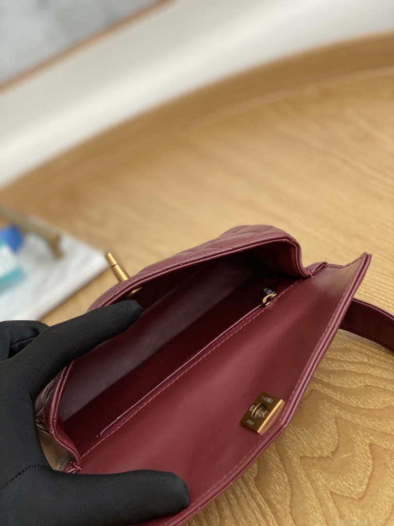Chanel A99009 Waist bag Lambskin Wine Red Gold