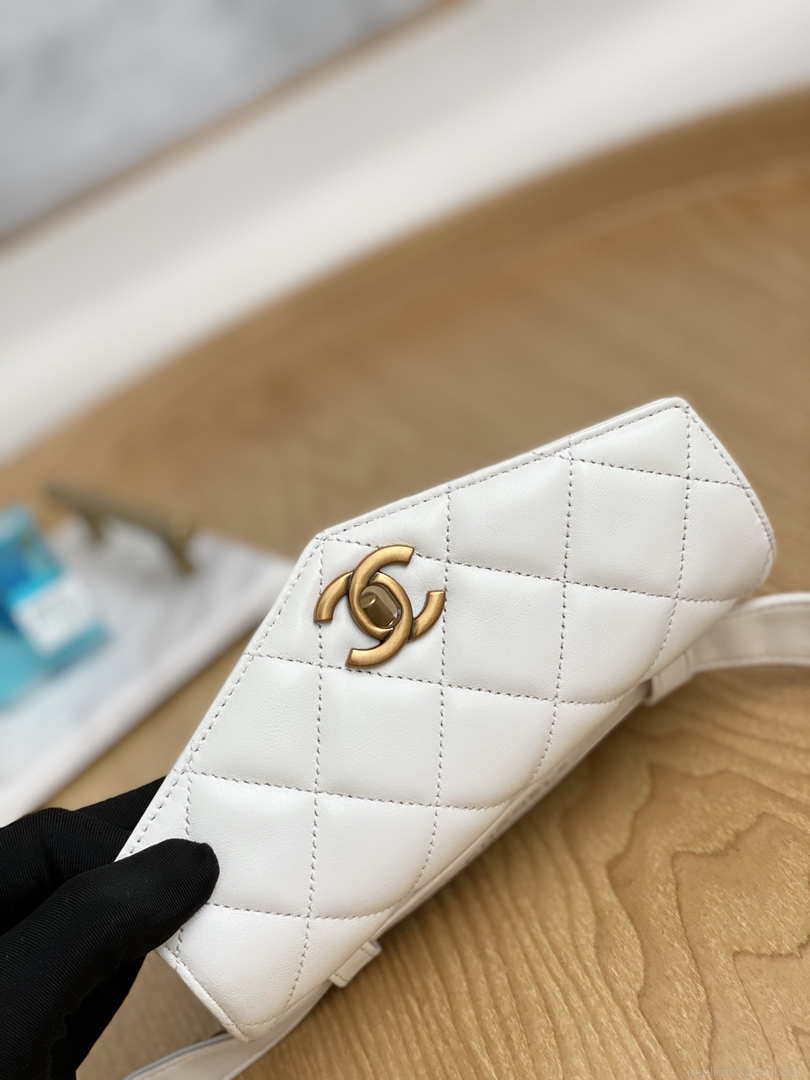 Chanel A99009 Waist bag Lambskin White Gold
