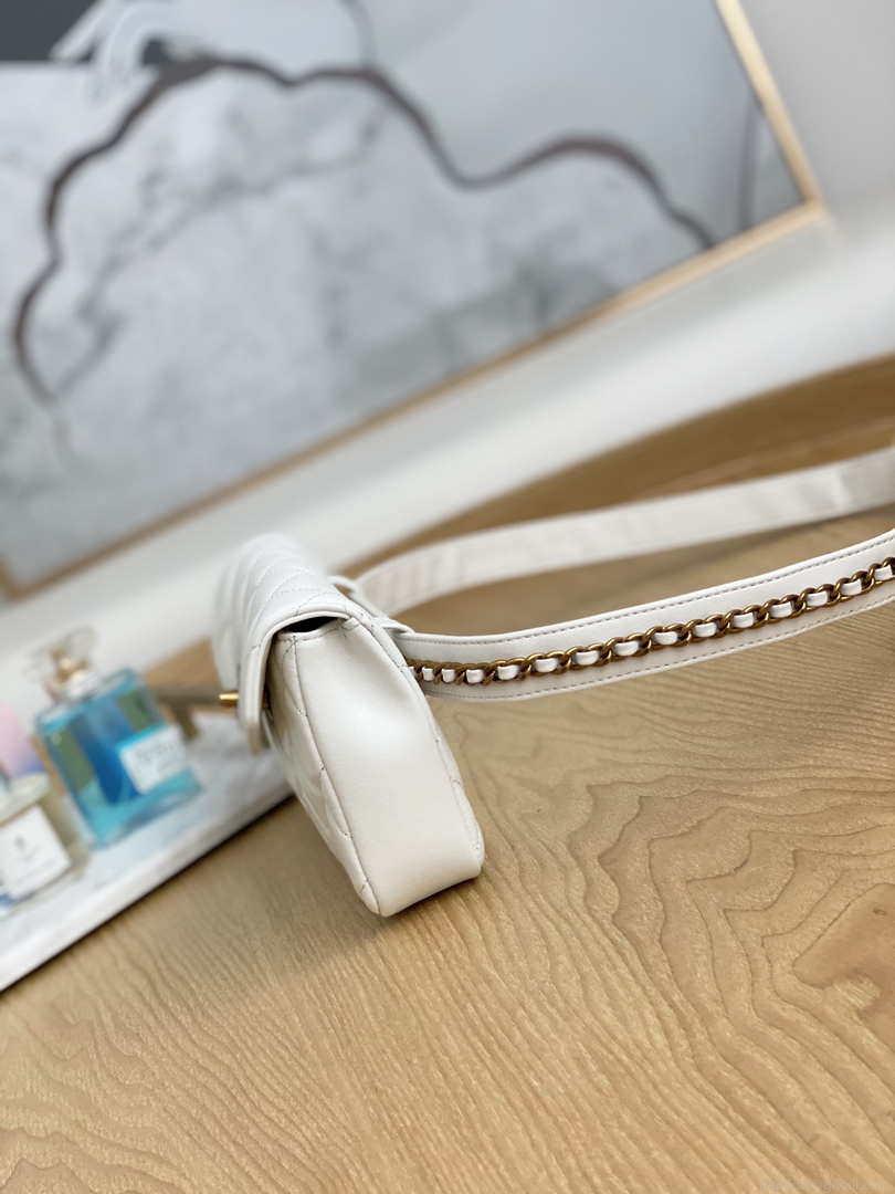 Chanel A99009 Waist bag Lambskin White Gold