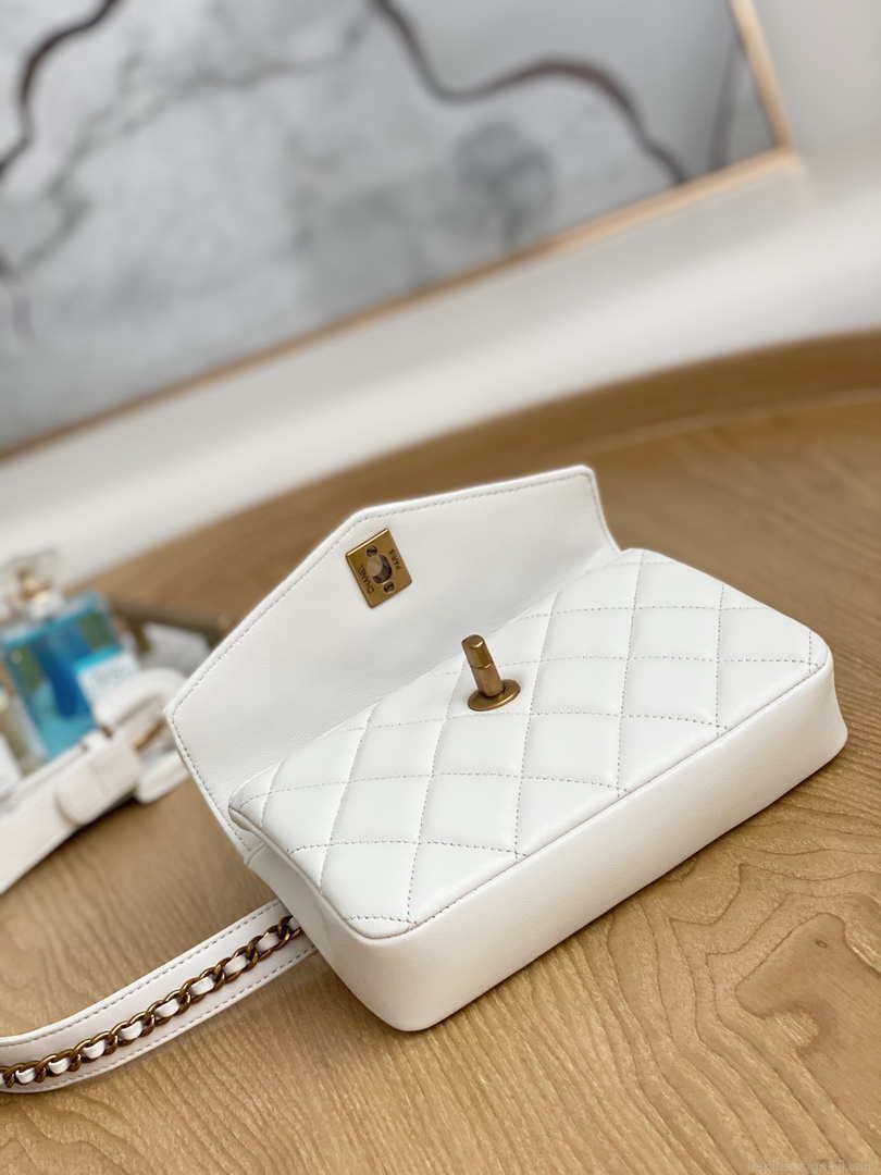 Chanel A99009 Waist bag Lambskin White Gold