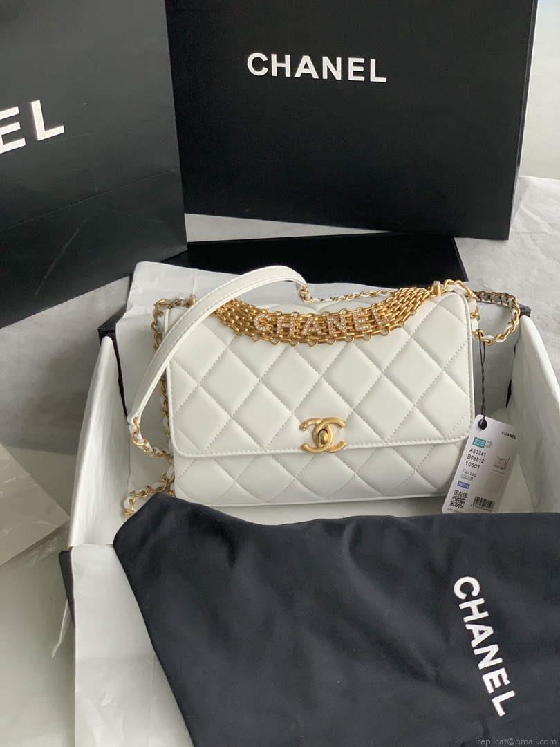 Chanel Small Flap Bag Lambskin AS3241 white