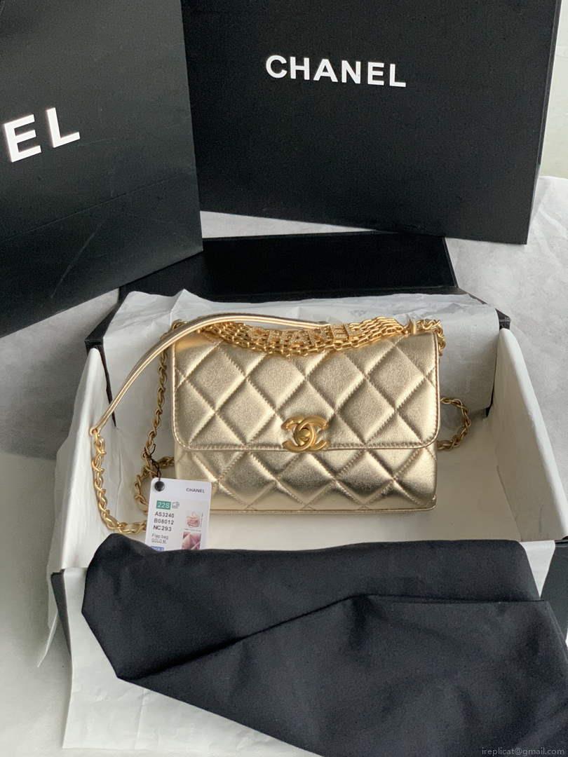 Chanel Small Flap Bag Lambskin AS3240 Gold