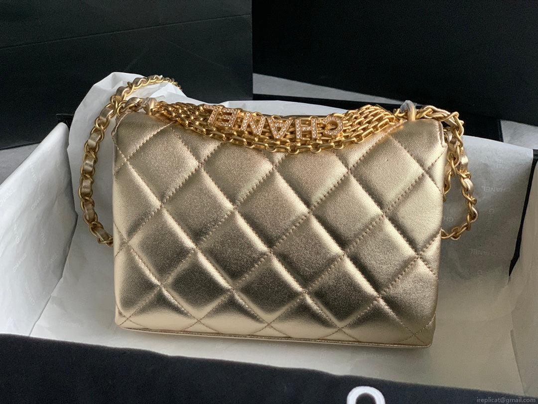 Chanel Small Flap Bag Lambskin AS3240 Gold