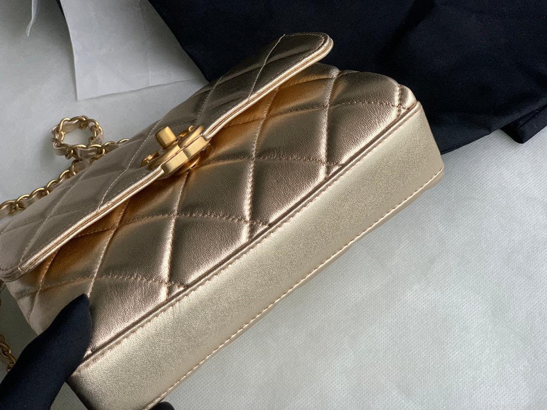 Chanel Small Flap Bag Lambskin AS3240 Gold