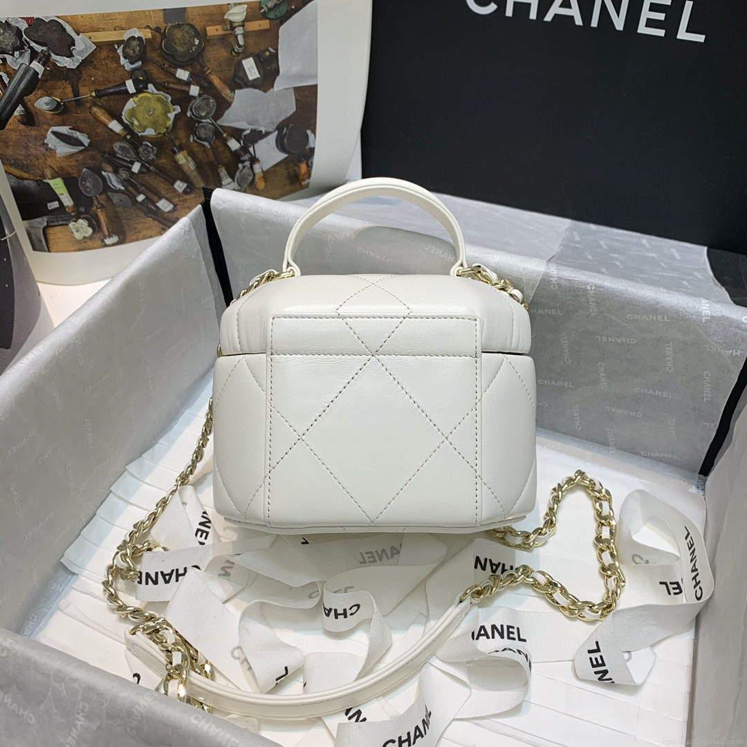 Chanel AS2630 Small Vanity Case Lambskin gold-tone metal White