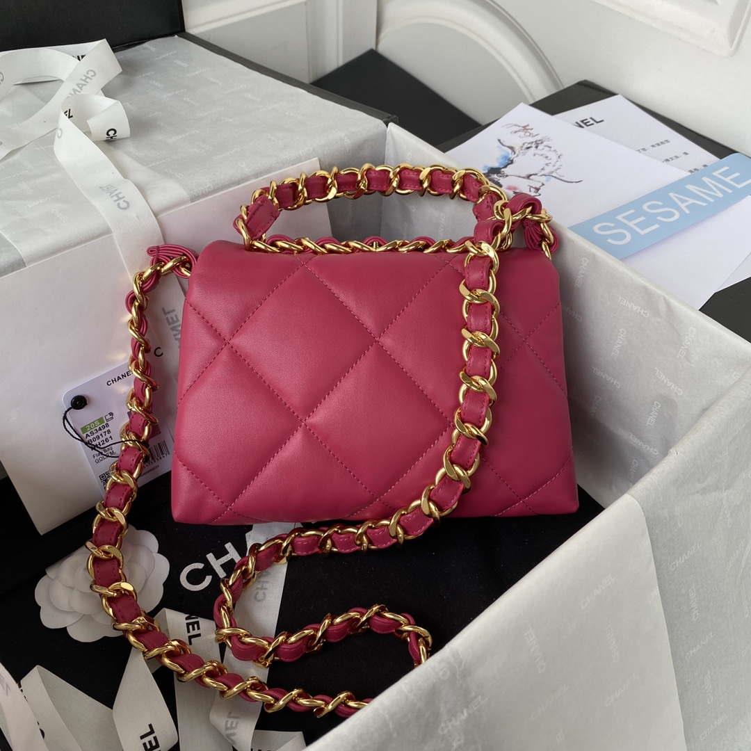 Chanel flap bag Lambskin AS3498 Rose Red