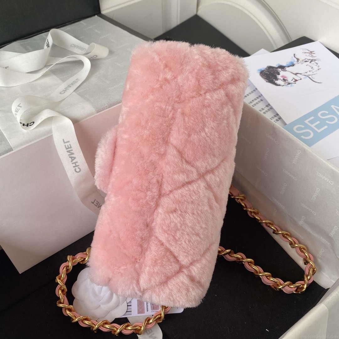 Chanel AS3498 Flap Bag Shearling Pink