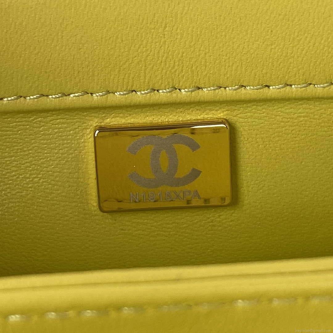 Chanel AS3498 Flap Bag Shearling Yellow