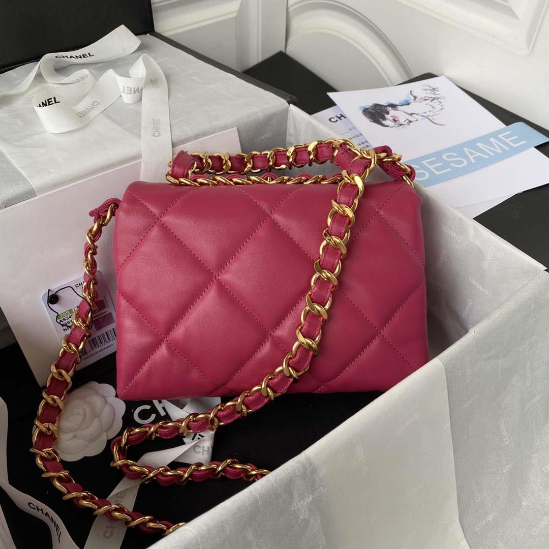 Chanel AS3499 Flap Bag Lambskin Rose Red