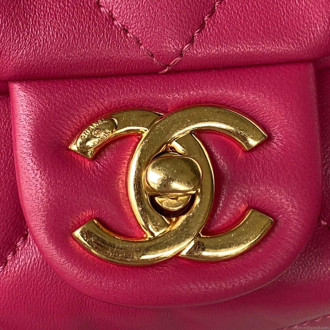 Chanel AS3499 Flap Bag Lambskin Rose Red