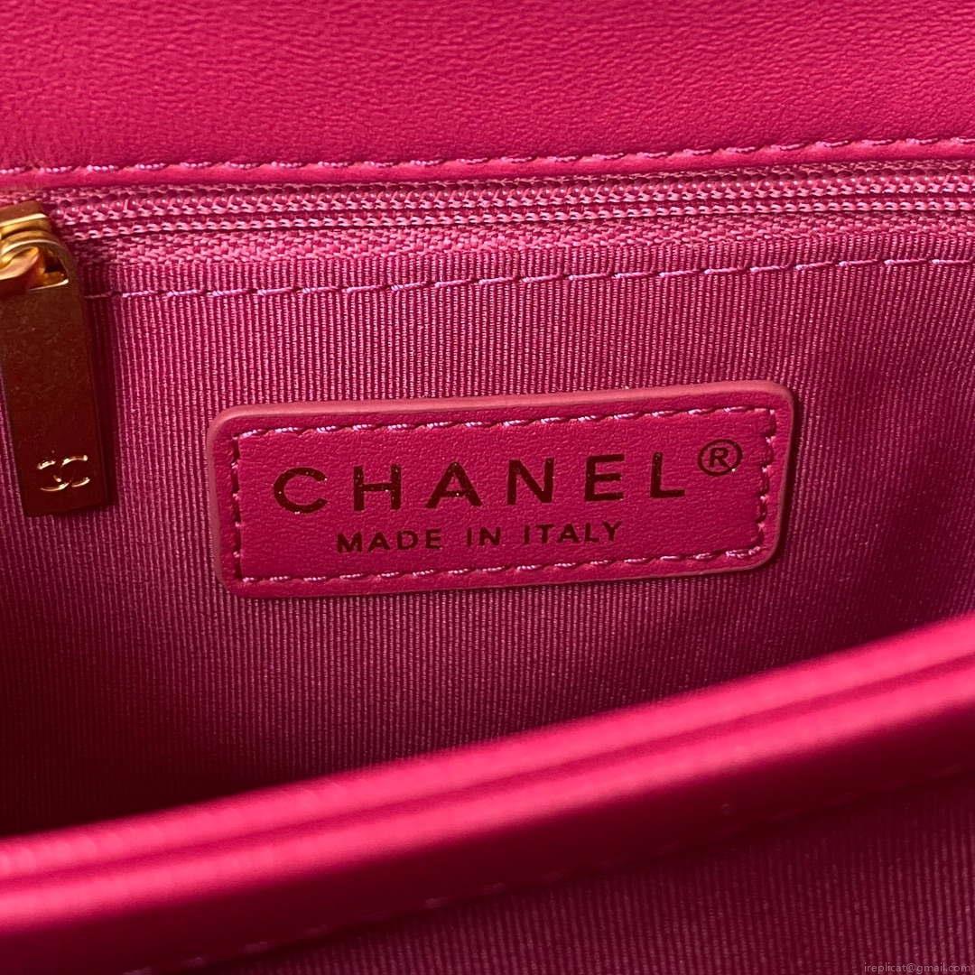 Chanel AS3499 Flap Bag Lambskin Rose Red