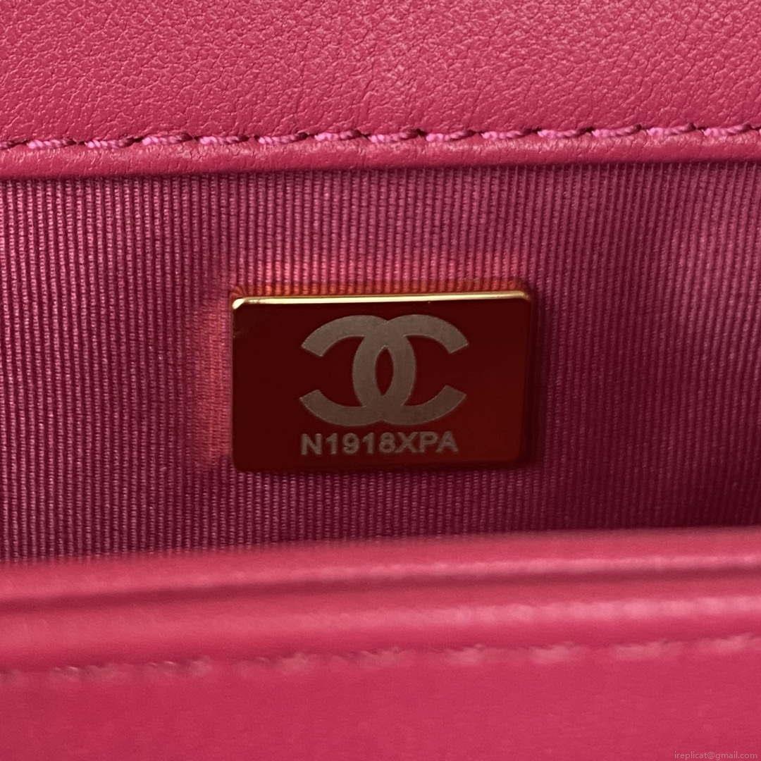 Chanel AS3499 Flap Bag Lambskin Rose Red