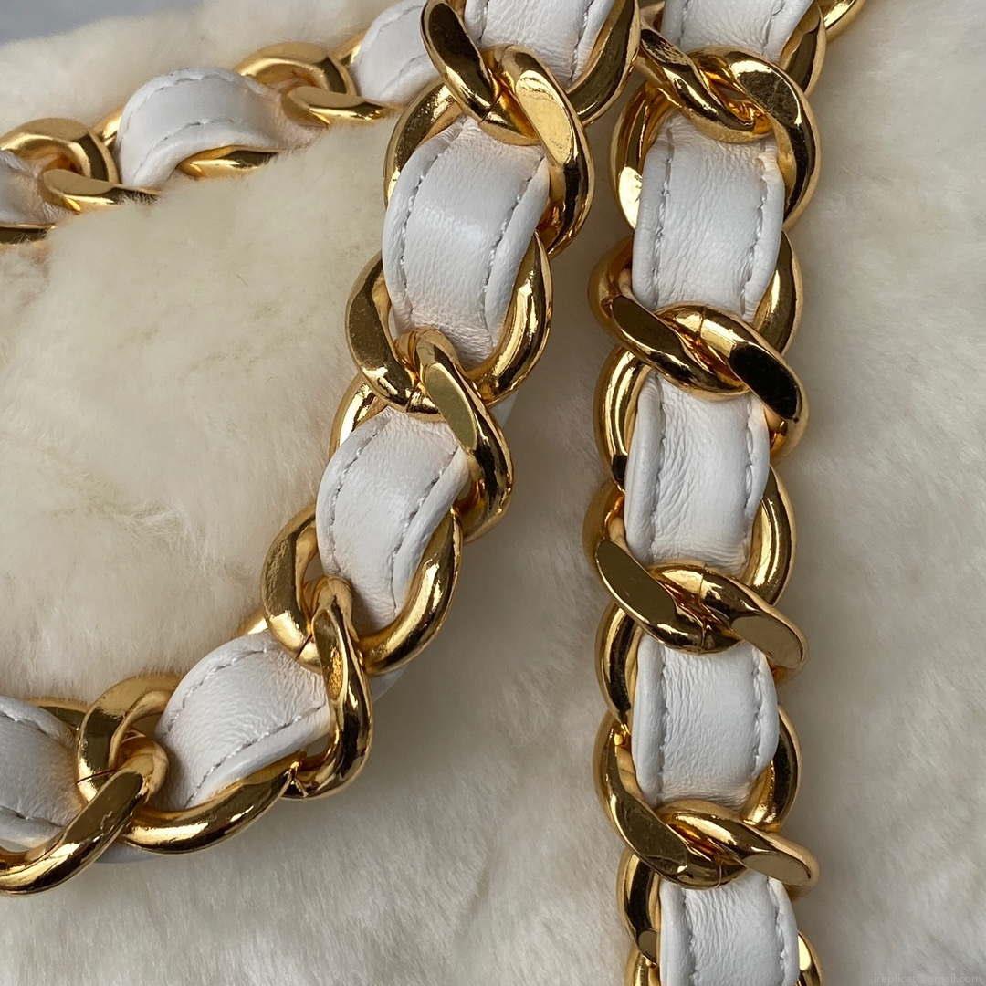 Chanel AS3499 Flap Bag Shearling White