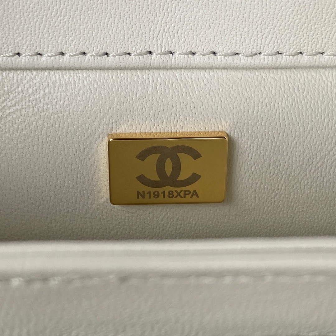 Chanel AS3499 Flap Bag Shearling White