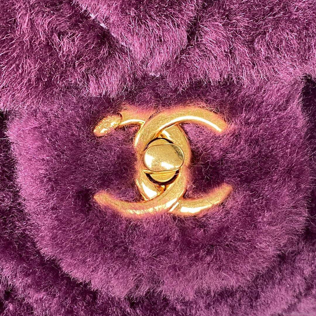 Chanel AS3499 Flap Bag Shearling Purple