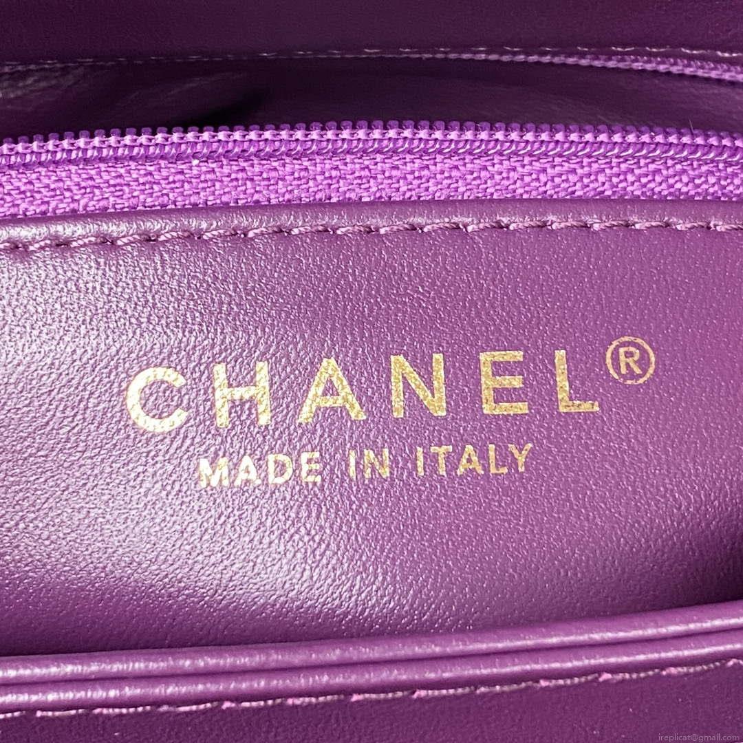 Chanel AS3499 Flap Bag Shearling Purple