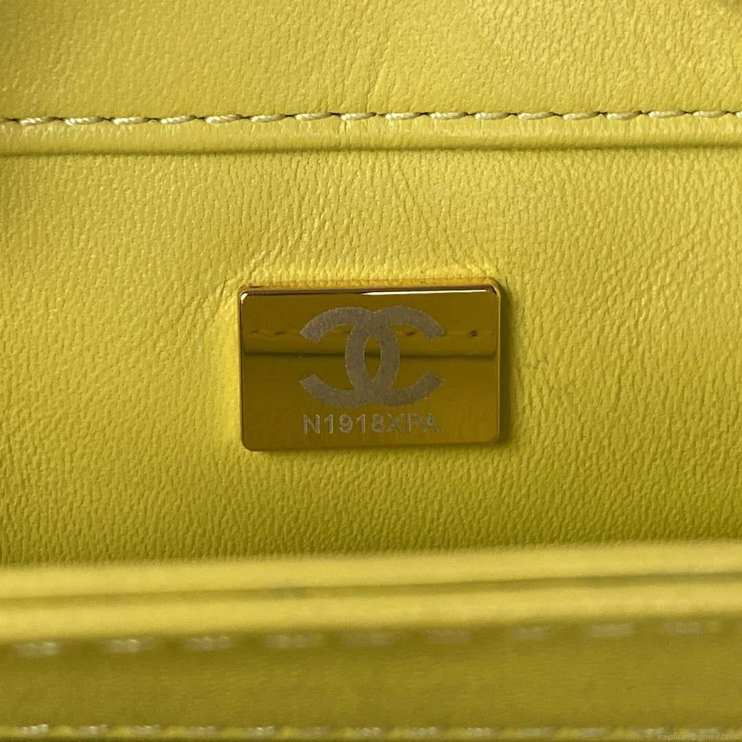 Chanel AS3499 Flap Bag Shearling Yellow