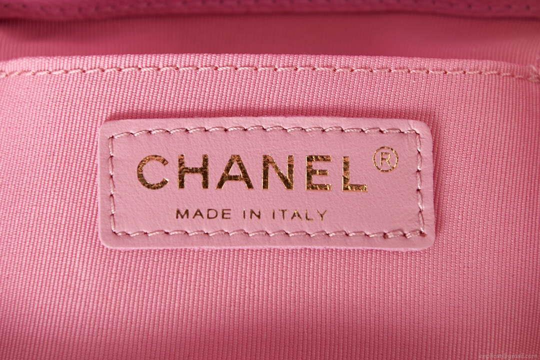 Chanel AS3787 Small Backpack Grained Shiny Calfskin & Gold-Tone Metal Pink