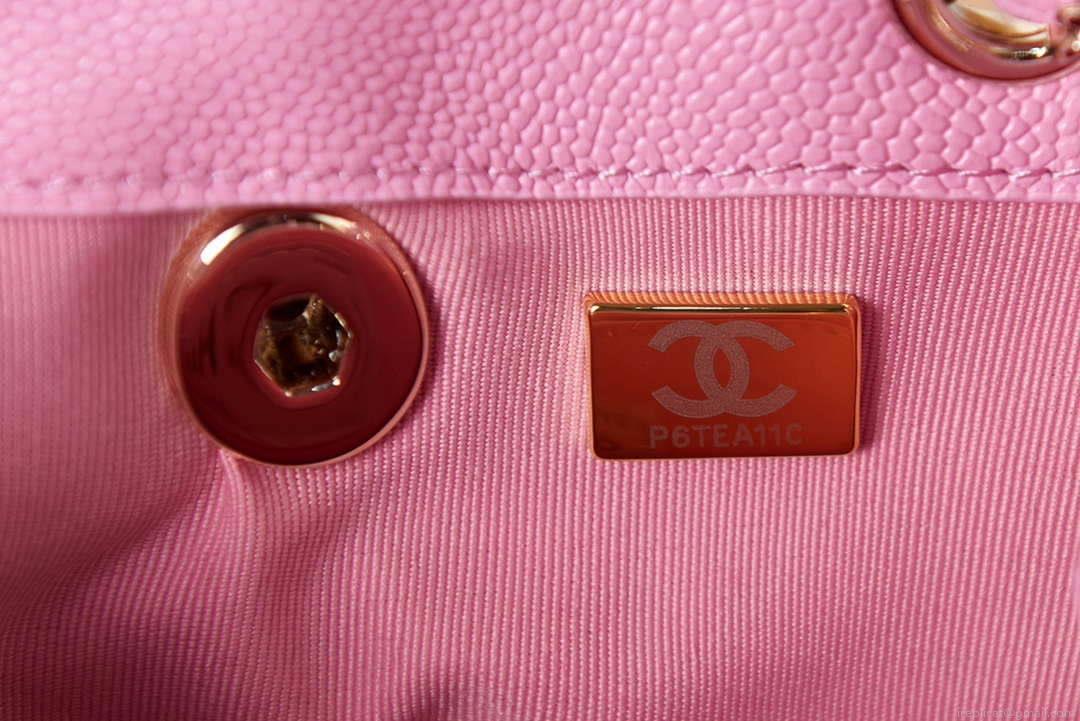 Chanel AS3787 Small Backpack Grained Shiny Calfskin & Gold-Tone Metal Pink