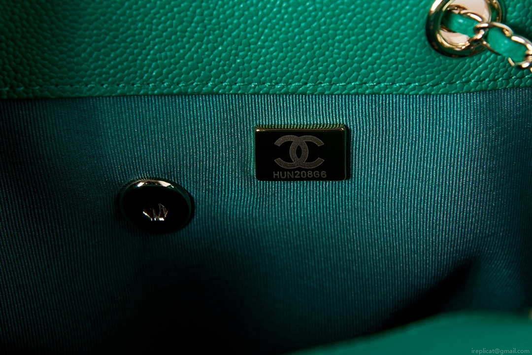 Chanel AS3860 Backpack Grained Shiny Calfskin & Gold-Tone Metal Green