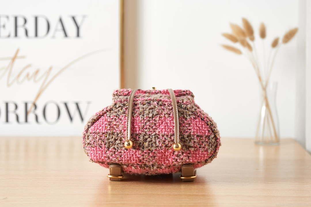 Chanel AS3615 Backpack Wool Tweed & Gold-Tone Metal Pink