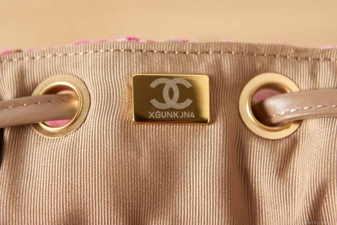 Chanel AS3615 Backpack Wool Tweed & Gold-Tone Metal Pink
