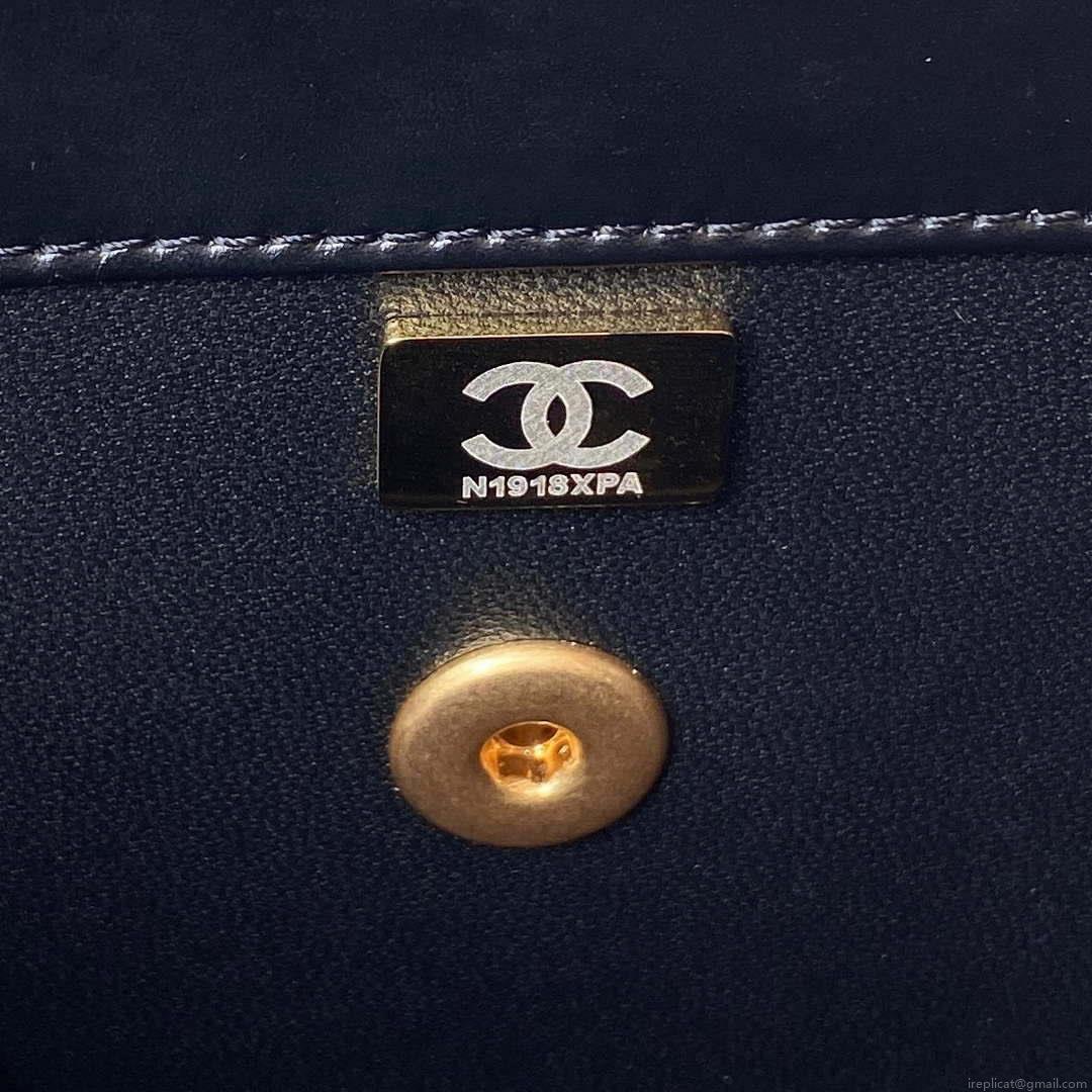 Chanel AS3908 CC Small Flap Bag With Top Handle Shiny Calfskin Black Gold