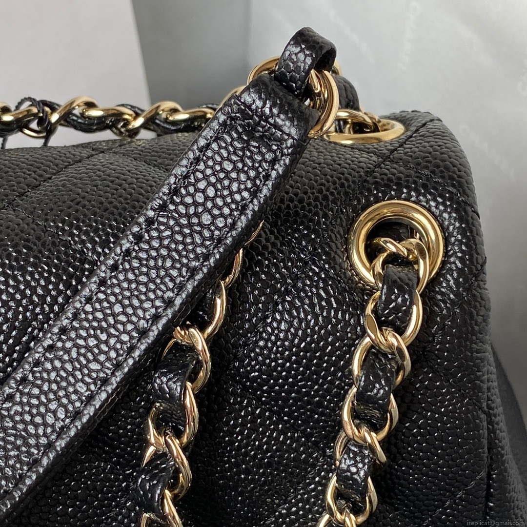 Chanel AS3787 Small Backpack Grained Shiny Calfskin & Gold-Tone Metal Black