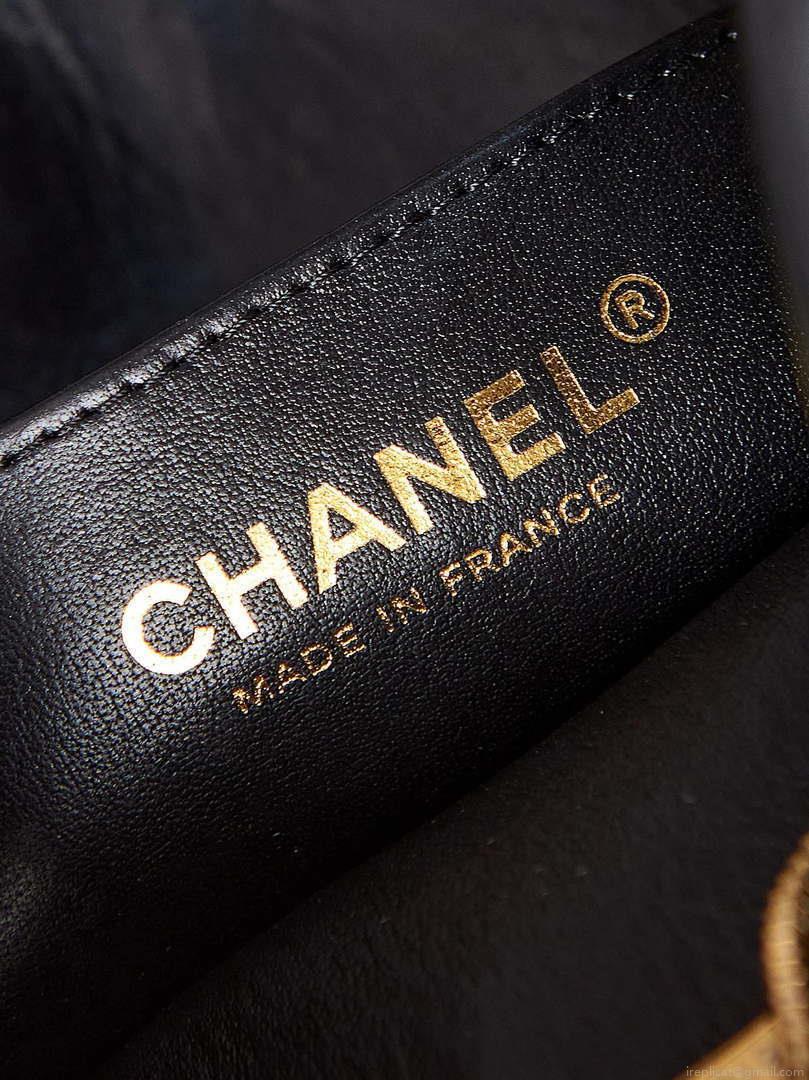 Chanel AS3768 Small Camera Case Lambskin Viscose Weaving White & Black