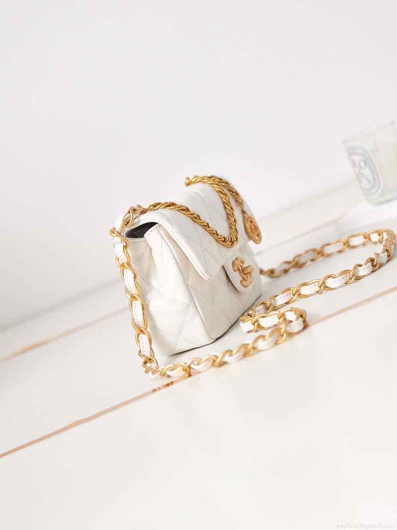 Chanel AS4012 Small Flap Lambskin Bag White