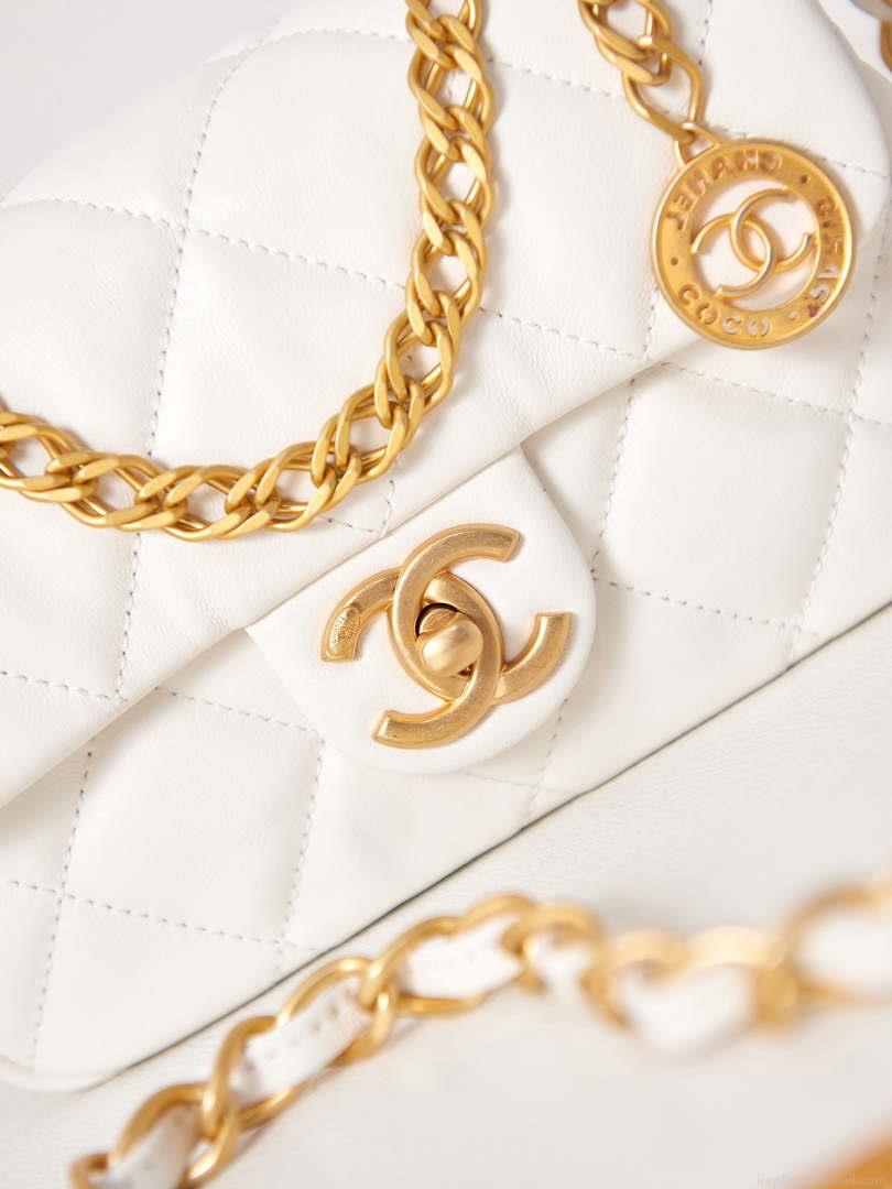 Chanel AS4012 Small Flap Lambskin Bag White